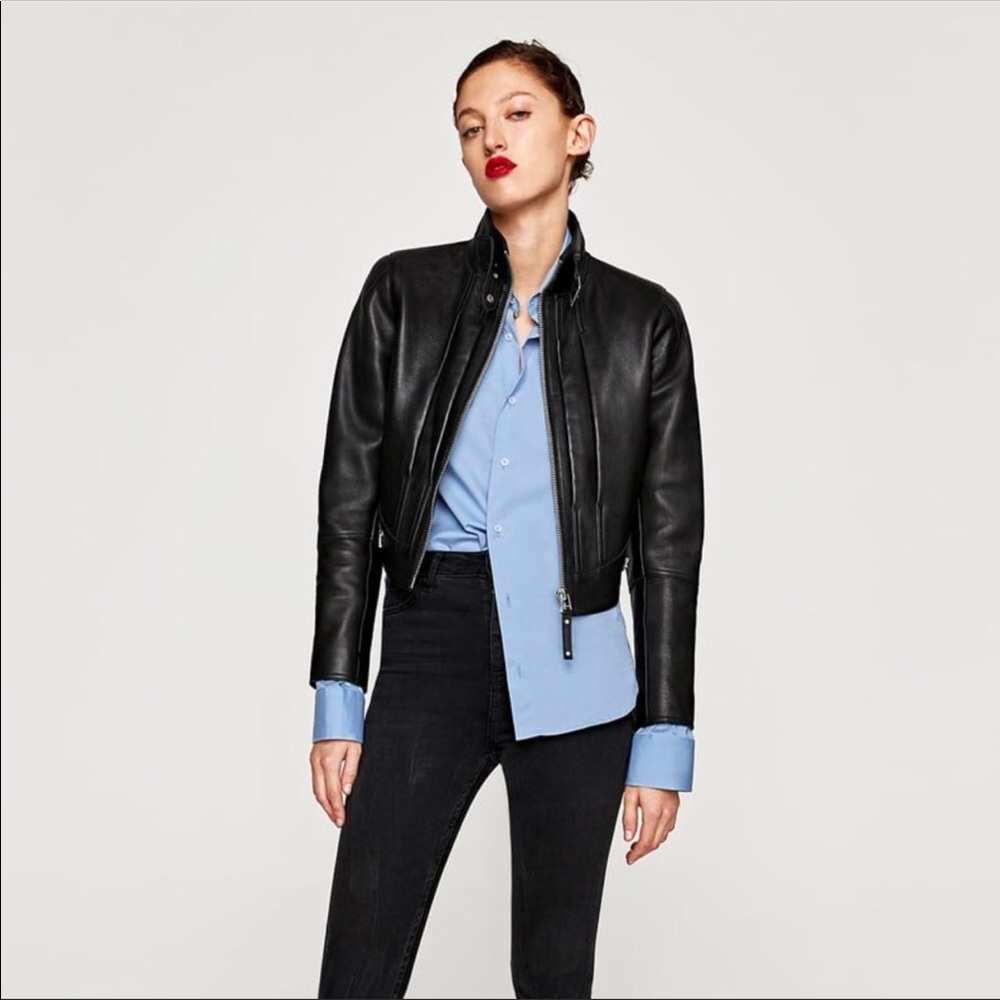 Brand New Authentic leather biker jacket ZARA
